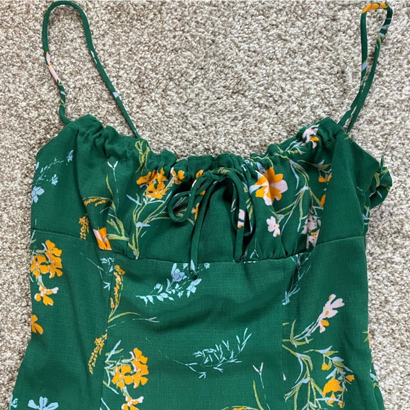 Urban Outfitters April Tie-Back Midi Slip Dress, Small, Green Floral EUC - Picture 6 of 12